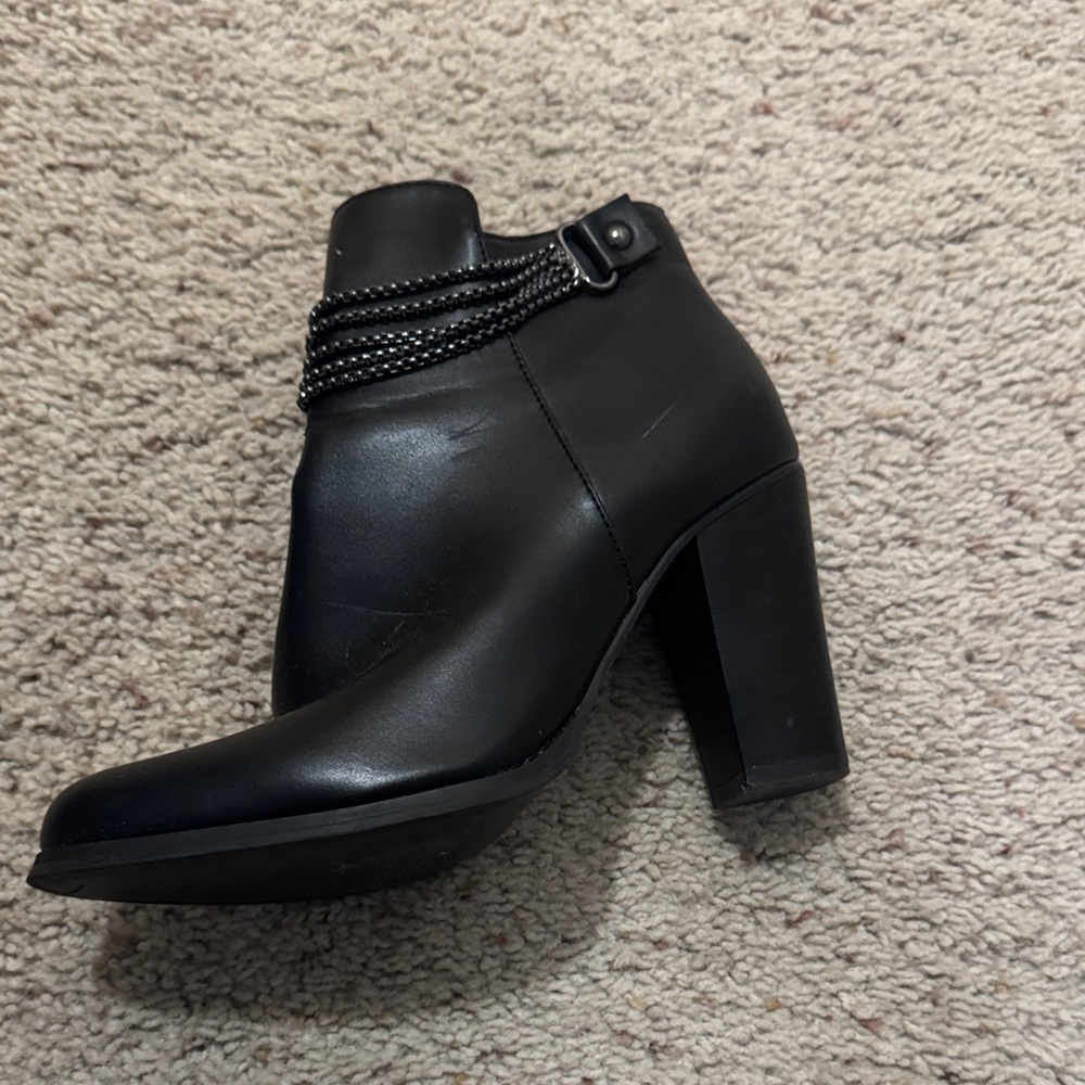 Olivia Miller Black Ankle Booties with Chain Detail